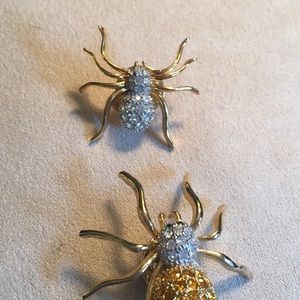 Jewelry - FUN Pair of Crystal Spider Pins Jewelry - FUN Pair of Crystal Spider Pins